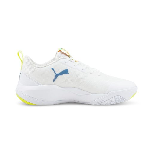 Eliminate Pro kézilabda cipő Puma White-Mykonos Blue-Yellow Alert-Neon Citrus